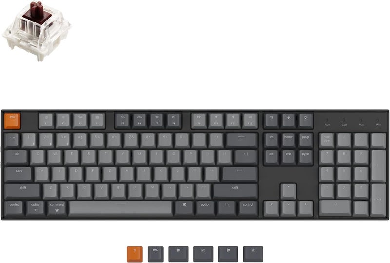 Keychron K10 Full Size Layout RGB Backlit Hot-Swappable Mechanical Gaming Keyboard for Mac Windows, Multitasking 104-Key Bluetooth Wireless/USB Wired Computer Keyboard with Super Brown Switch - Image 1