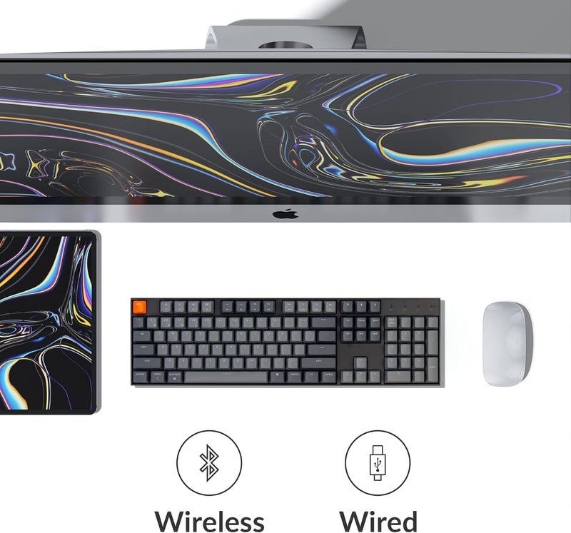 Keychron K10 Full Size Layout RGB Backlit Hot-Swappable Mechanical Gaming Keyboard for Mac Windows, Multitasking 104-Key Bluetooth Wireless/USB Wired Computer Keyboard with Super Brown Switch - Image 4