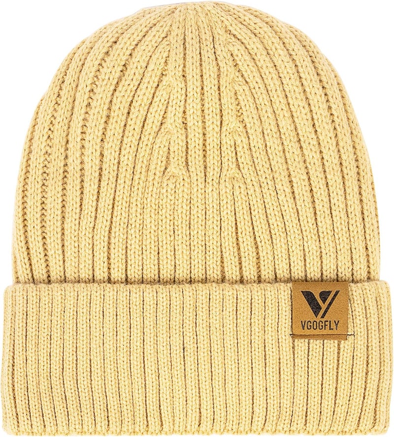 Vgogfly Lined Men Beanie Slouchy Knit Skull Cap Warm Stocking Hats Guys Women Striped Winter Beanie Hat - Image 1