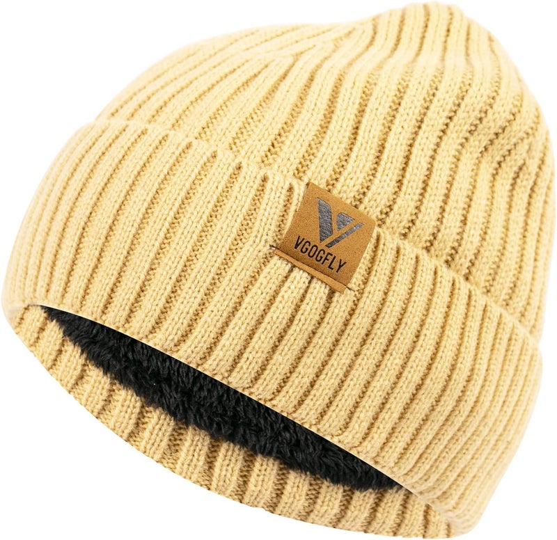 Vgogfly Lined Men Beanie Slouchy Knit Skull Cap Warm Stocking Hats Guys Women Striped Winter Beanie Hat - Image 2