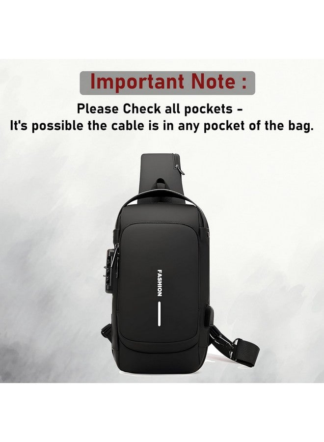 DAHSHA Sling Bag for Men Stylish Crossbody Backpack for Men & Women, Anti-Theft Chest Bag with USB Charging Port, Messenger Bags, Casual Shoulder Bag (Black - 17 x 9 x 32 Cm) - Image 5
