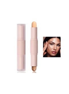 2 Colors Cream Contour Stick,Cream Bronze Contour Palette Highlighting&Blush&Concealer Contouring Stick,Color Correct for Dark Circles and Nose Contour Face Contour Makeup(W02 MEDIUM)