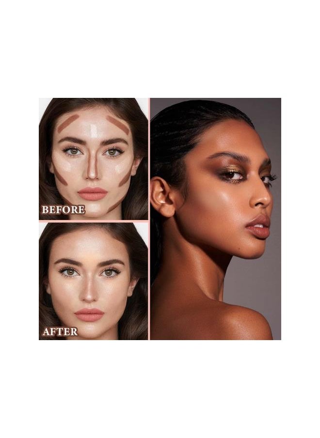 Generic - 2 Colors Cream Contour Stick,Cream Bronze Contour Palette Highlighting&Blush&Concealer Contouring Stick,Color Correct for Dark Circles and Nose Contour Face Contour Makeup(W02 MEDIUM) - Image 1