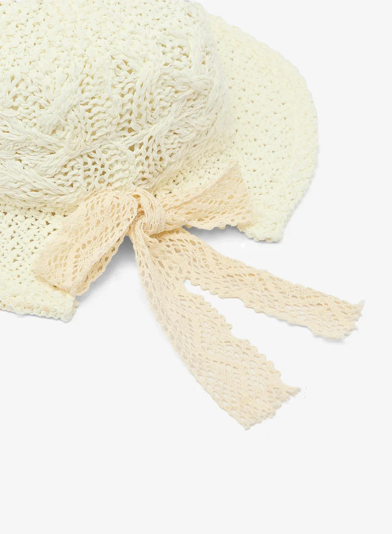 Ginger Cream Crochet Bucket Straw Hat for Women | Best Price UAE