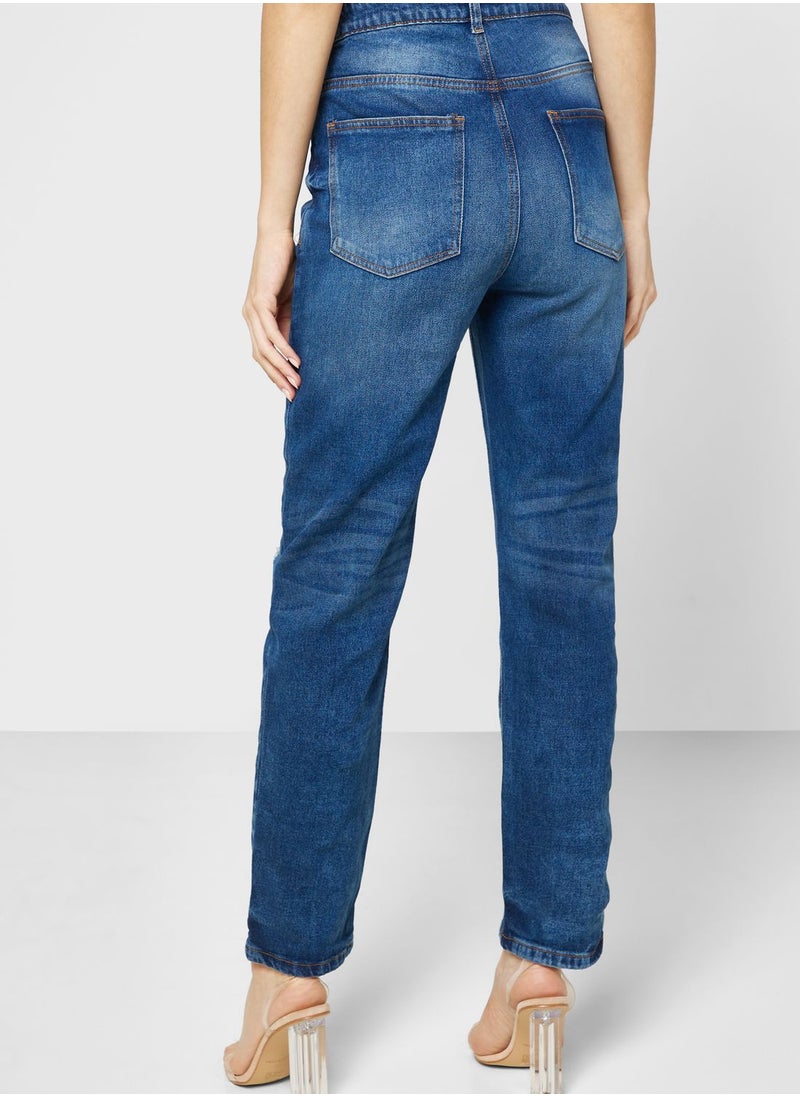 Ginger - Straight Fit Distressed Jeans - Image 1