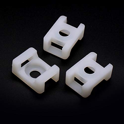 OLIREXD 100Pcs Cable Tie Mount Saddle Set, 9mm Saddle Cable Mounts, Plastic Cable Tie Base, White Cable Tie Saddle Base for Wire Management, Cord Organization - Image 4