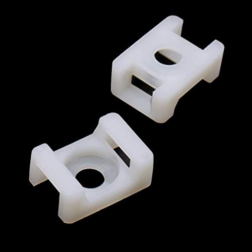 OLIREXD 100Pcs Cable Tie Mount Saddle Set, 9mm Saddle Cable Mounts, Plastic Cable Tie Base, White Cable Tie Saddle Base for Wire Management, Cord Organization - Image 2