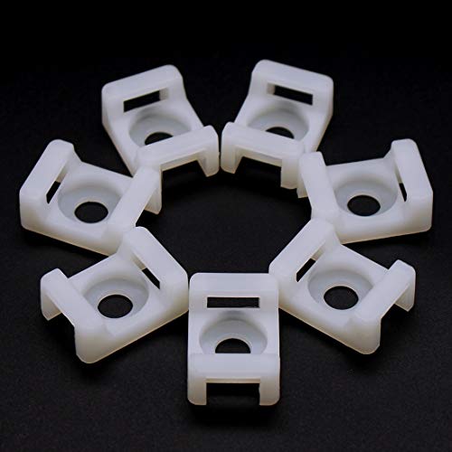 OLIREXD 100Pcs Cable Tie Mount Saddle Set, 9mm Saddle Cable Mounts, Plastic Cable Tie Base, White Cable Tie Saddle Base for Wire Management, Cord Organization - Image 5