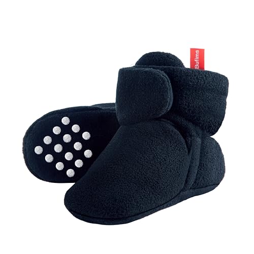 Bufims Baby Booties 12-18 Months Unisex Cozy Fleece Booties Non-Slip House Walking Shoes Slippers for Babies Registry Gifts, Navy - Image 1