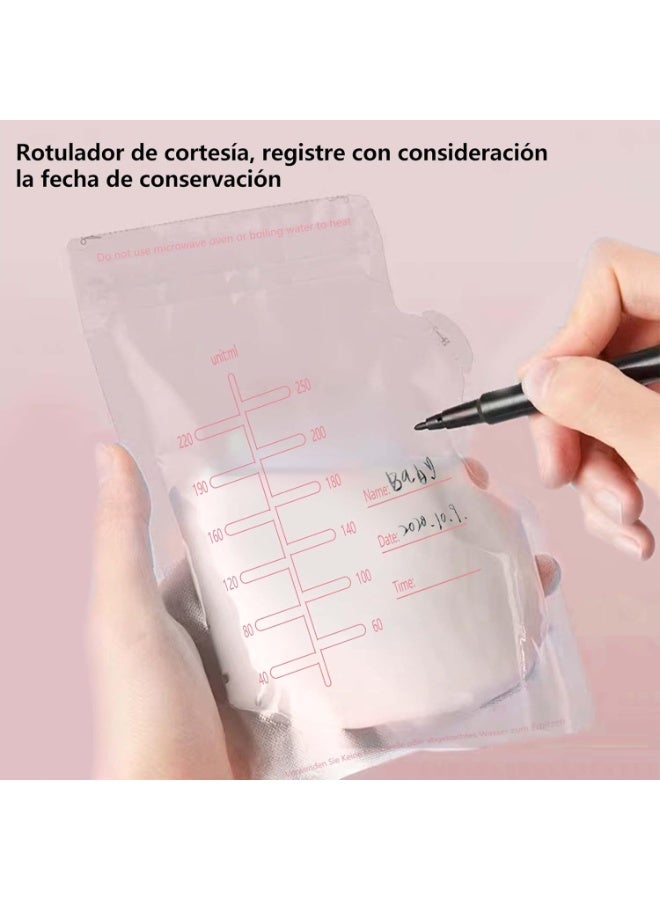 أكياس تخزين الحليب، 30 قطعة، أكياس ذاتية الإغلاق مع شريط سهل السحب، منظم تجميد لأكياس تخزين الحليب، 8.5 أونصة - Image 4