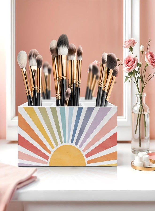 Exqcom Boho Colorful Sunshine Pen Pencil Holder, Boho Desk Office Decor, Retro Rainbow Sun Sunrise Sunset Pencil Pen Holder Organizer for Home Office Desk Accessories - Image 5