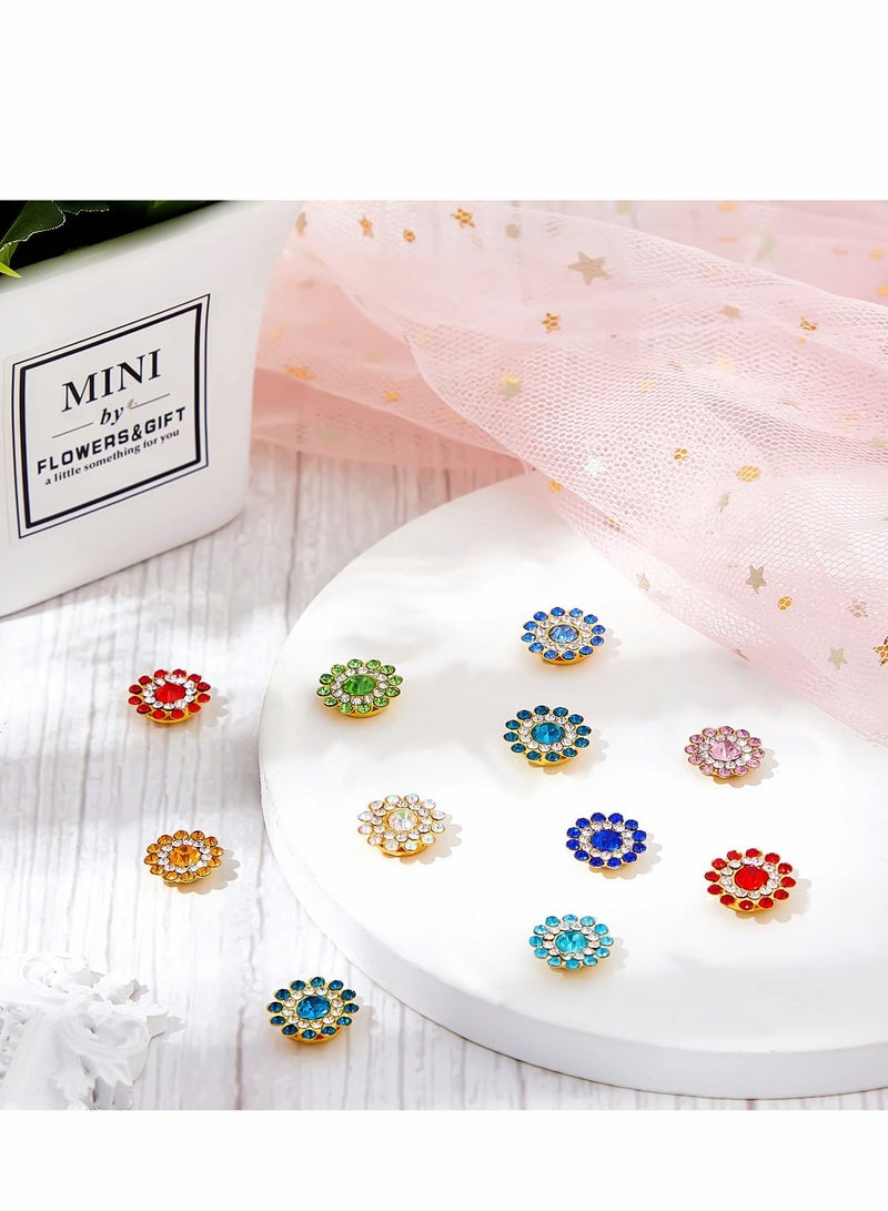 Rhinestone Buttons 200 PCS 12mm Flower with Rhinestones Sew on Embellishments Crystal Glass Beads Flatback for Jewelry Making DIY Crafts Decoration