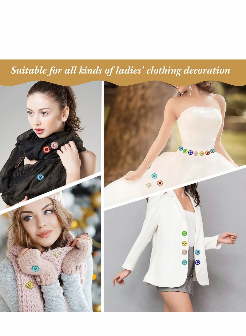Rhinestone Buttons 200 PCS 12mm Flower with Rhinestones Sew on Embellishments Crystal Glass Beads Flatback for Jewelry Making DIY Crafts Decoration