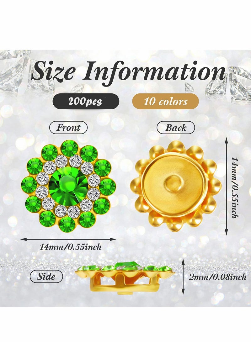 Rhinestone Buttons 200 PCS 12mm Flower with Rhinestones Sew on Embellishments Crystal Glass Beads Flatback for Jewelry Making DIY Crafts Decoration