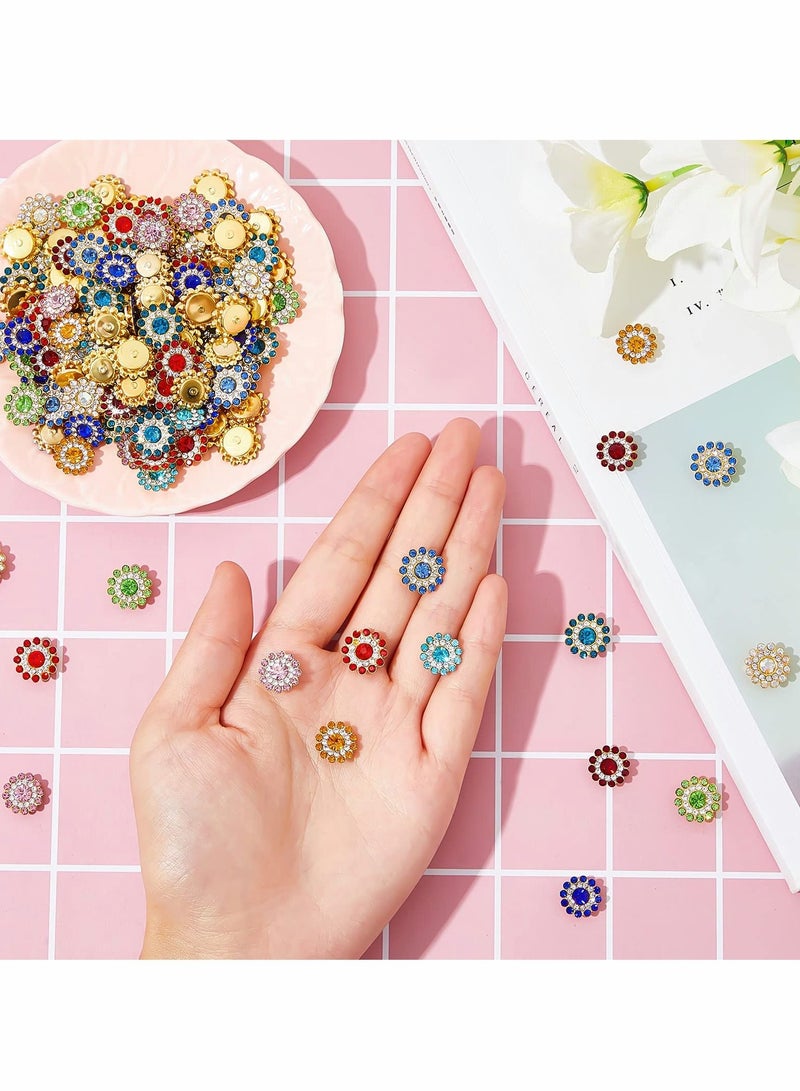 Rhinestone Buttons 200 PCS 12mm Flower with Rhinestones Sew on Embellishments Crystal Glass Beads Flatback for Jewelry Making DIY Crafts Decoration