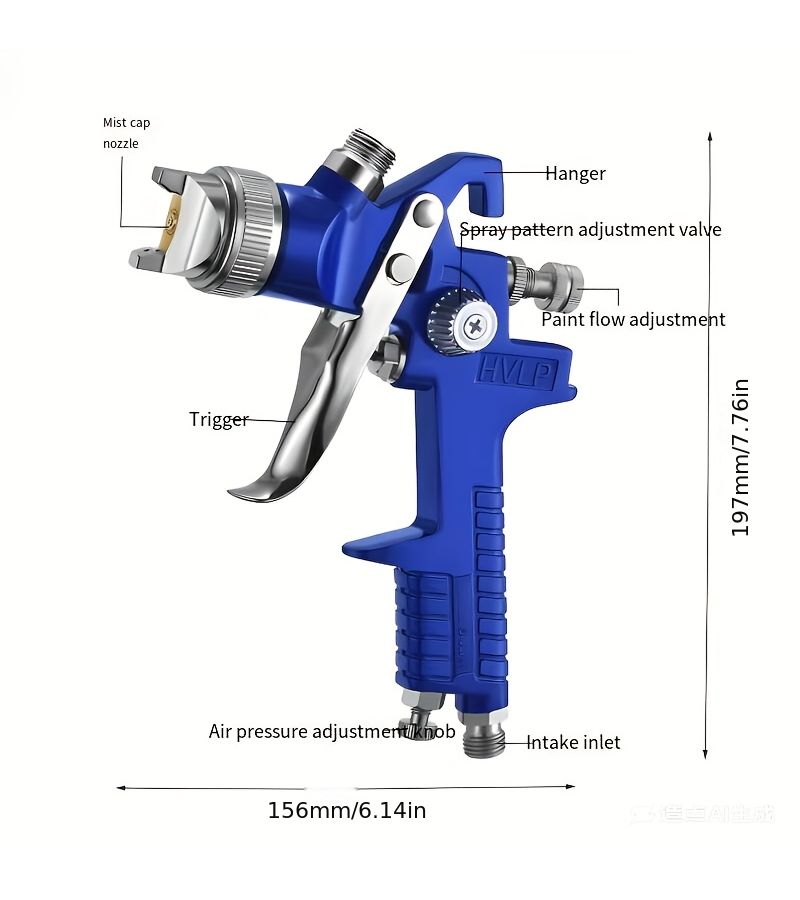 Red H 827 HVLP Pneumatic Spray Gun 1 4mm Nozzle 600cc Cup For Atomizing - Image 2