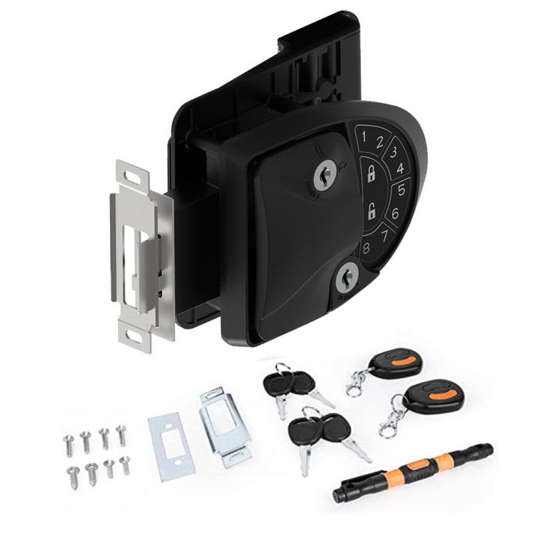 RV Keyless Entry Door Lock: Black Zinc Alloy Shell - Waterproof Shockproof 3 Unlock Methods RV Lock for RVs, Motorhomes, Trailers and Trucks - Image 1