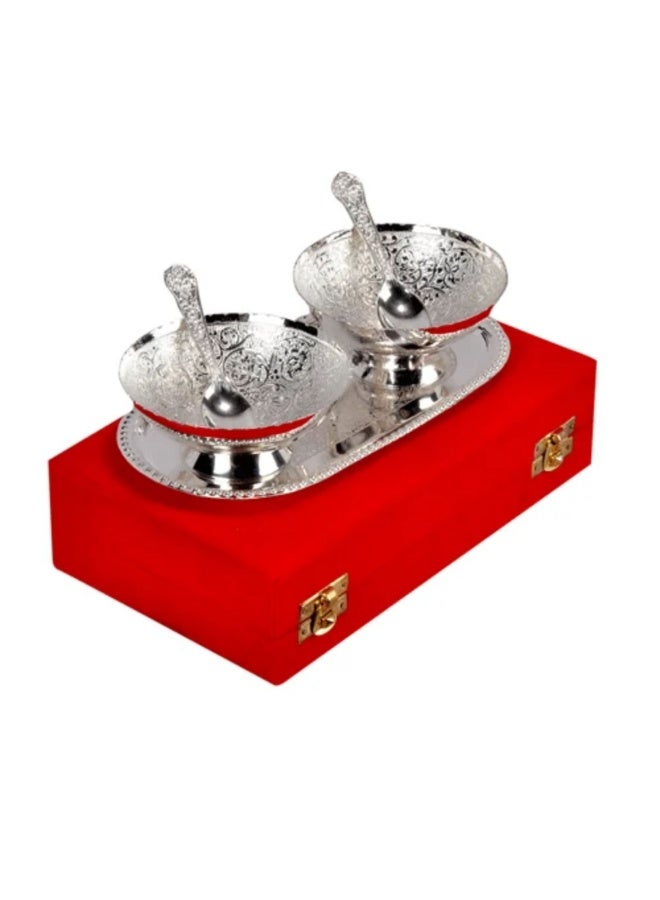 Silver Bowl Spoon Set Christmas Eid Wedding Home Decoration Friends Family Dessert Dry Fruits - Image 1
