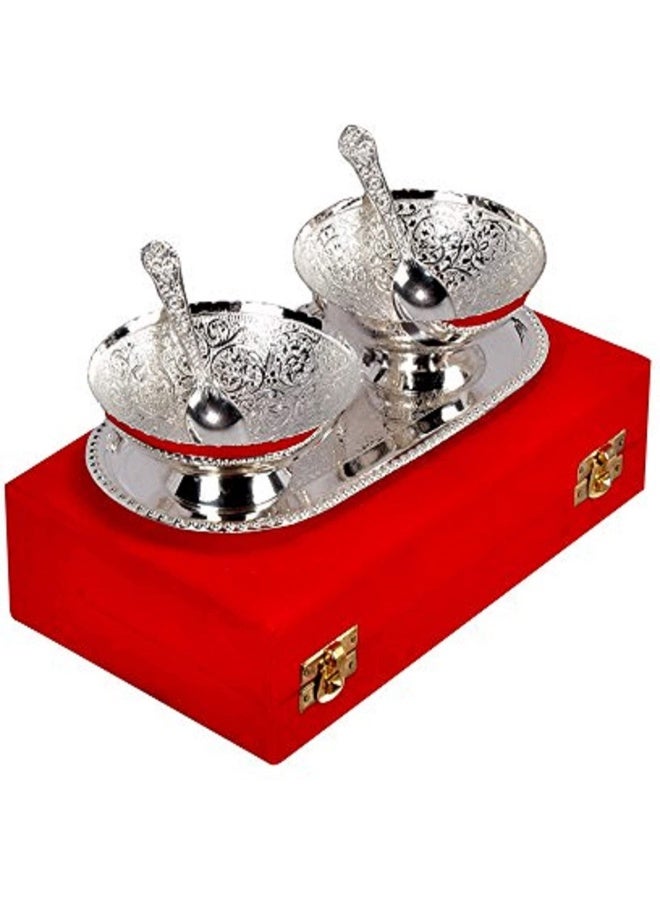 Silver Bowl Spoon Set Christmas Eid Wedding Home Decoration Friends Family Dessert Dry Fruits - Image 4