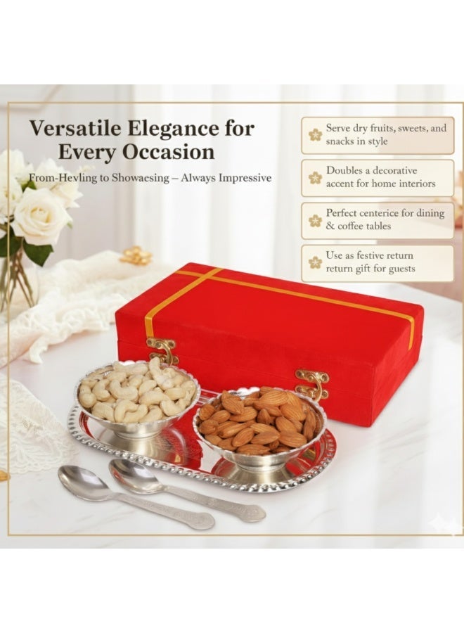 Silver Bowl Spoon Set Christmas Eid Wedding Home Decoration Friends Family Dessert Dry Fruits - Image 3