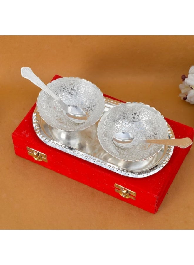 Silver Bowl Spoon Set Christmas Eid Wedding Home Decoration Friends Family Dessert Dry Fruits - Image 2