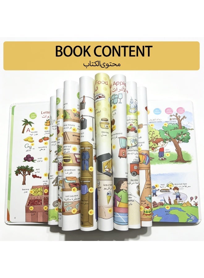 WOLFATION FOR YOU Bilingual Arabic English Learning E‑Book for Kids – Interactive Sound Book with Alphabet, Animals, Plants, Vehicles & Food, USB Rechargeable, Educational Talking Toy for Toddlers, Gift Box - Image 4