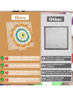 Excefore Wooden Crochet Blocking Board, Crochet Blocking Board, Bamboo Blocking Board for Knitting Crochet (20pcs steel rod + 5pcs big eye steel needle)  - Image 4