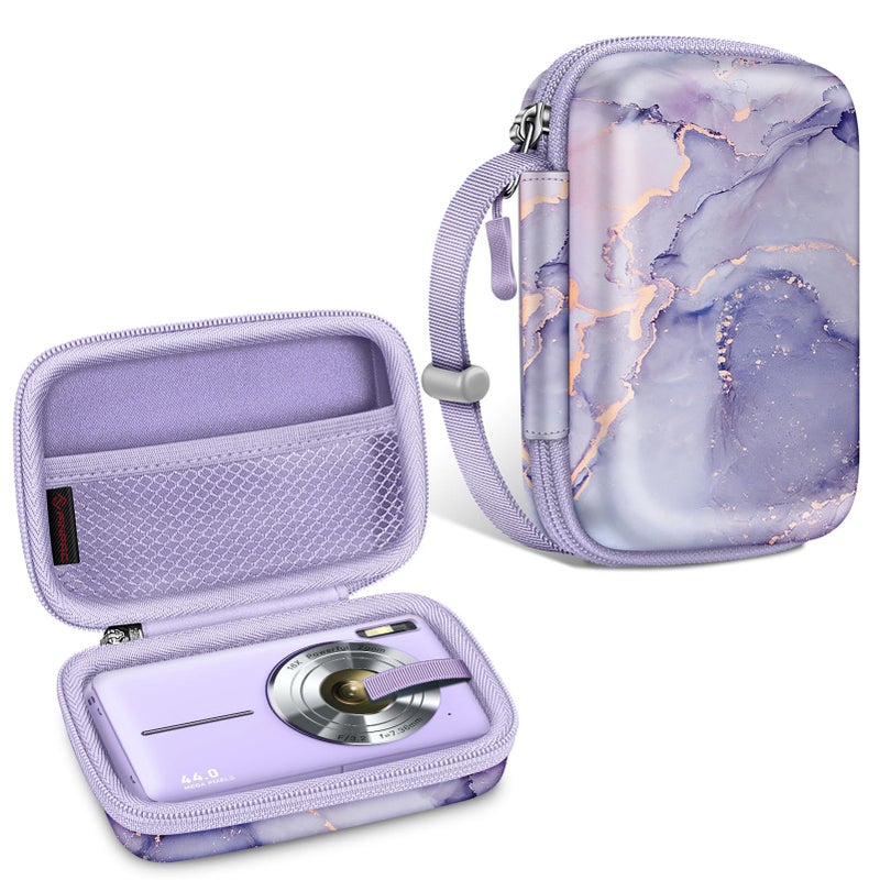 Fintie حافظة كاميرا رقمية FINTIE متوافقة مع Kodak Pixpro FZ55/ FZ45/ FZ53/ FZ43/ WPZ2، Canon PowerShot ELPH 360/ Lecran/CAMKORY، حقيبة حمل كاميرات صغيرة، رخام ليلكي - Image 1