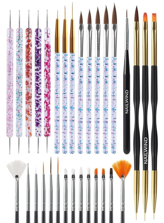 Ruby Face Rubyface 31pcs Nail Art Brushes,Nail Art Tool Set,Nail Dotting Tools,Nail Dust Brush,Striping Nail Art Brushes for Long Lines,Nail Drawing Pen For Nail Design.,Nail Art Design Tools - Image 1