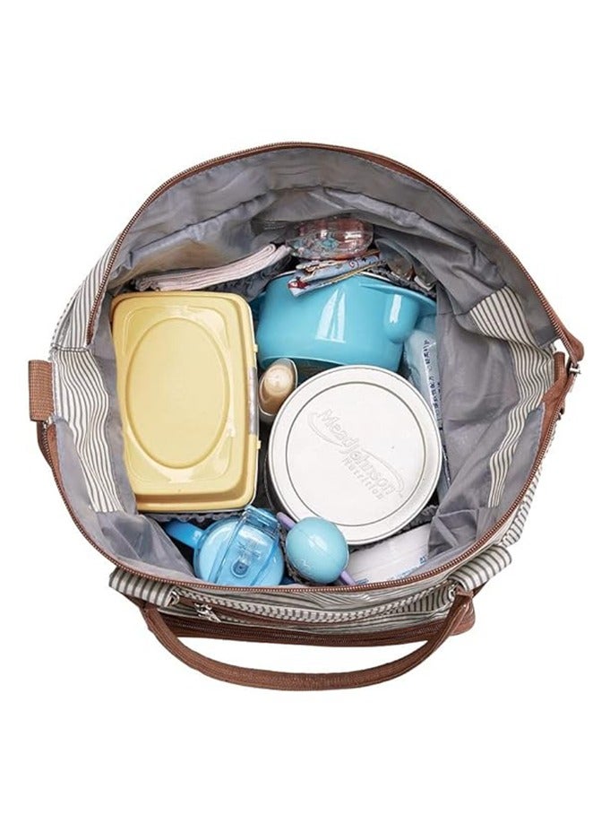 DOMUIK Bag Tote 6 Piece Set, Multilayered Fabrics Baby Nappy And Diaper Bag with Stroller Hook, Changing Pad, Small Shoulder, Medium Wallet, Milk Bottle Clothing Bag (khaki)  - Image 2