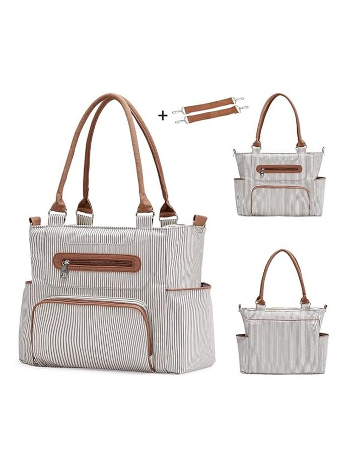 DOMUIK Bag Tote 6 Piece Set, Multilayered Fabrics Baby Nappy And Diaper Bag with Stroller Hook, Changing Pad, Small Shoulder, Medium Wallet, Milk Bottle Clothing Bag (khaki)  - Image 4
