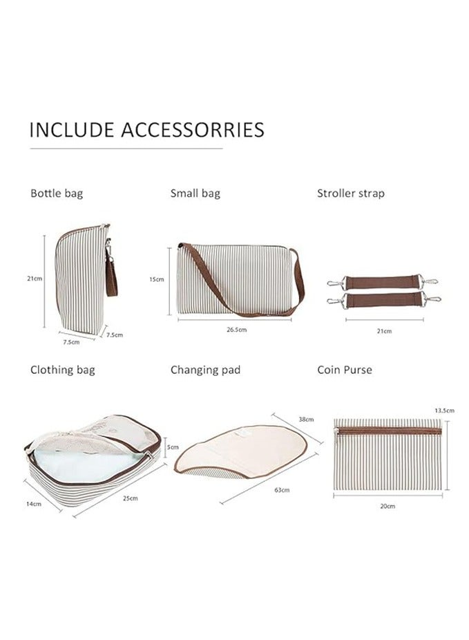 DOMUIK Bag Tote 6 Piece Set, Multilayered Fabrics Baby Nappy And Diaper Bag with Stroller Hook, Changing Pad, Small Shoulder, Medium Wallet, Milk Bottle Clothing Bag (khaki)  - Image 5