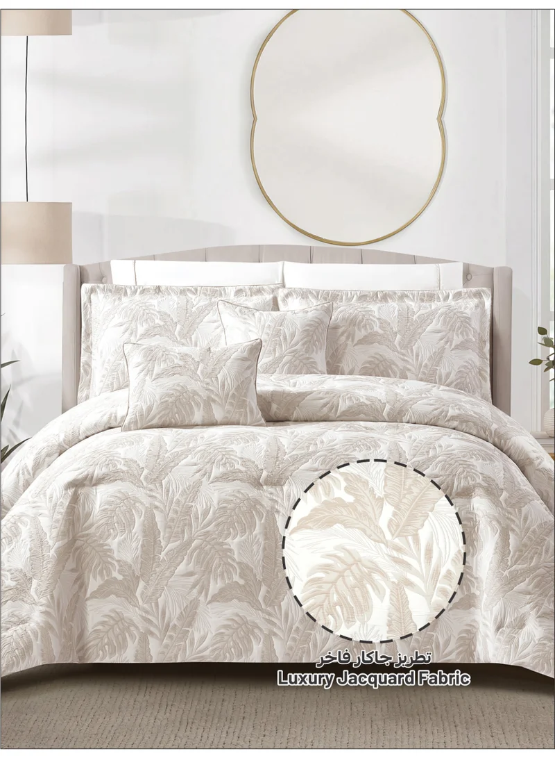 Donetella Premium King Size Comforter Set 8-Pcs, Elegant Jacquard Bedding Set with 350 GSM Poly Silk Fill, Soft &amp; Luxurious All Season Bed Set