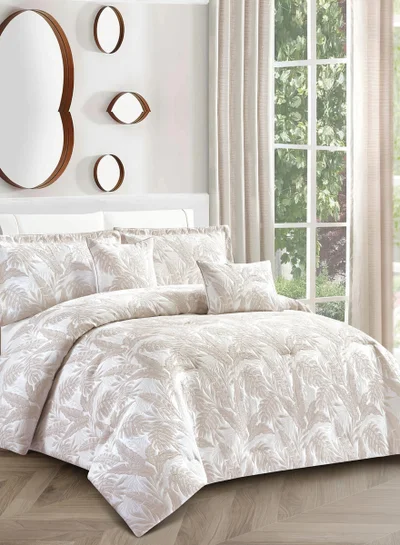 Donetella Premium King Size Comforter Set 8-Pcs, Elegant Jacquard Bedding Set with 350 GSM Poly Silk Fill, Soft &amp; Luxurious All Season Bed Set