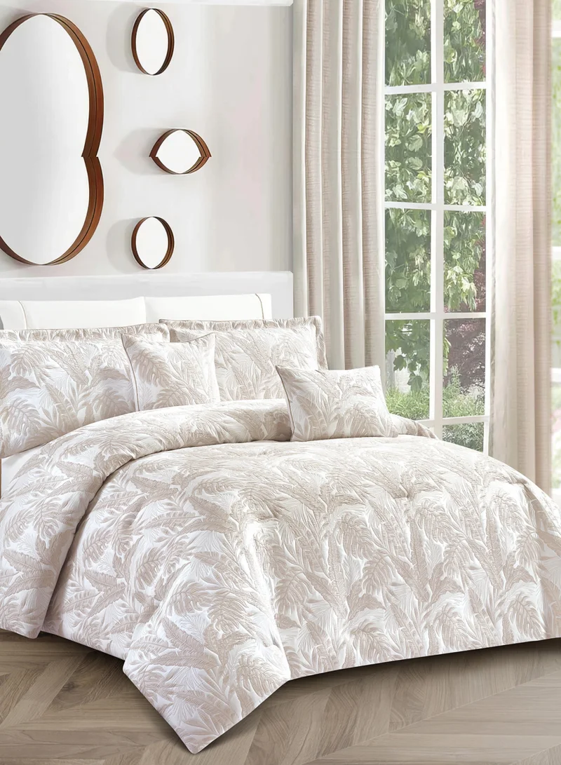 Donetella Premium King Size Comforter Set 8-Pcs, Elegant Jacquard Bedding Set with 350 GSM Poly Silk Fill, Soft &amp; Luxurious All Season Bed Set