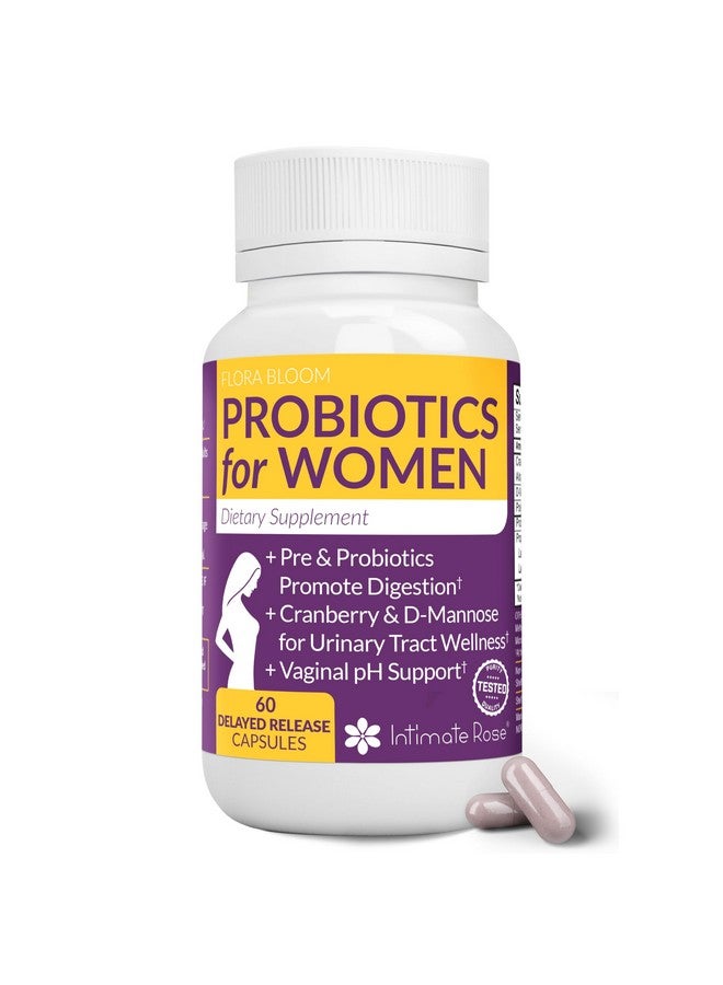 Intimate Rose Complete Vaginal Probiotics for Women - w/Added Cranberry, D-mannose to Promote Urinary Tract, Bladder, Gut & Vaginal Health - pH Balance for Women - Support UTI, BV, YI - 60 Vegan Capsules - Image 1