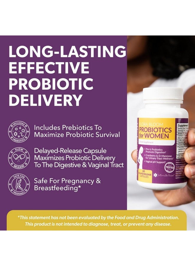 Intimate Rose Complete Vaginal Probiotics for Women - w/Added Cranberry, D-mannose to Promote Urinary Tract, Bladder, Gut & Vaginal Health - pH Balance for Women - Support UTI, BV, YI - 60 Vegan Capsules - Image 3
