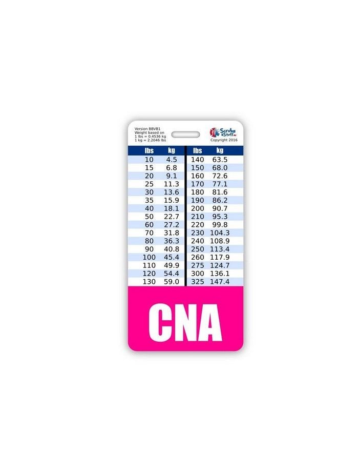 Scrubs and Stuff LLC - Cna Badge Buddy Vertical W Height & Weight Conversion Charts (Pink) - Image 1