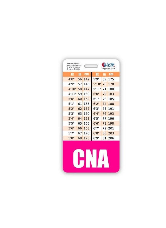 Scrubs and Stuff LLC - Cna Badge Buddy Vertical W Height & Weight Conversion Charts (Pink) - Image 1