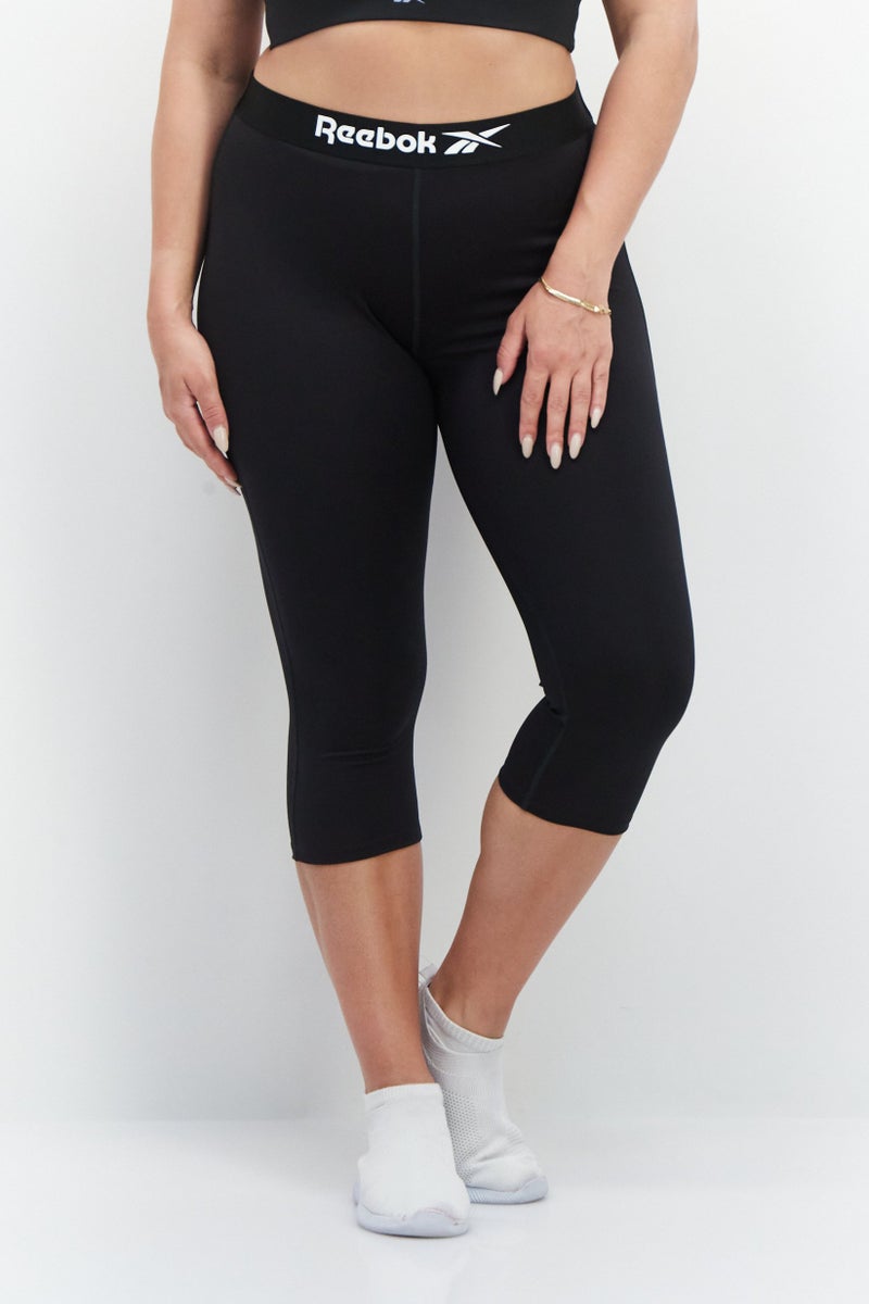 Reebok Women Sportswear Fit 3/4 Brand Logo Training Leggings, Black - Image 1