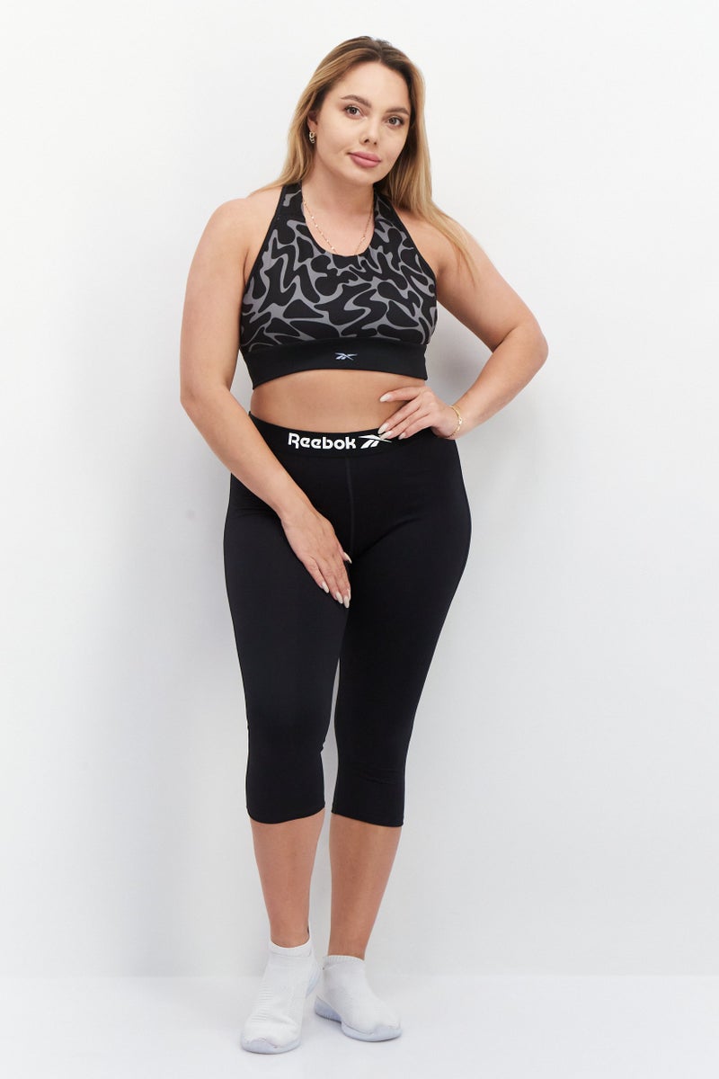 Reebok Women Sportswear Fit 3/4 Brand Logo Training Leggings, Black - Image 2