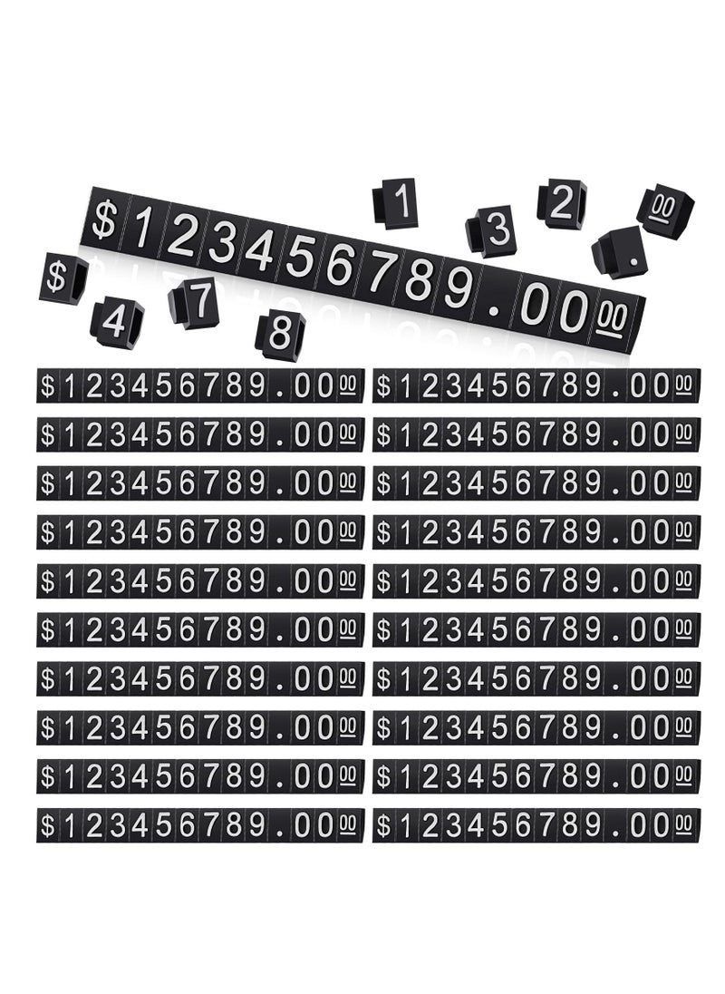 Y&D Price Tags, 50 Sets Display Cube Number Letter Adjustable Label Dollar Pricing Repeatable Stand Block Kit for Retail Shop Jewelry  - Image 1