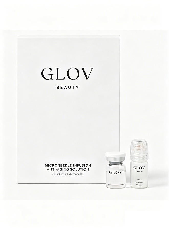 GLOV Beauty, Microneedle Infusion Anti Aging Solution, Micro Infusion System - 0.25mm 24k Gold Cosmetic Facial Stamp with Hyaluronic Acid & Peptide Serum Ampoules - At-Home Hydrating & Plumping Glow Kit for Face & Lips -5ml*3 - Image 1