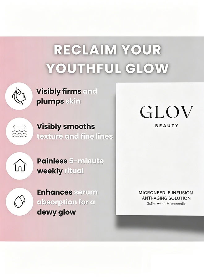 GLOV Beauty, Microneedle Infusion Anti Aging Solution, Micro Infusion System - 0.25mm 24k Gold Cosmetic Facial Stamp with Hyaluronic Acid & Peptide Serum Ampoules - At-Home Hydrating & Plumping Glow Kit for Face & Lips -5ml*3 - Image 3