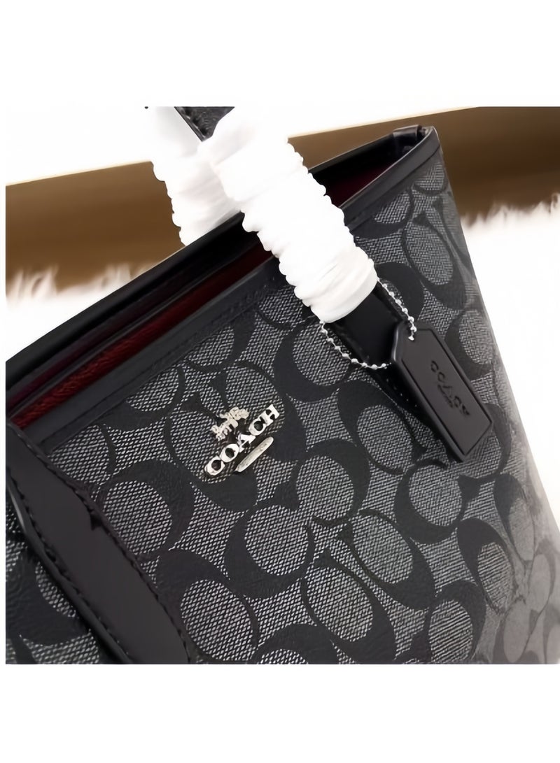 coachoutlet Coach City Tote Bag Iconic Printed Women's Fashion Multifunctional Large Capacity Large Size Grey Black Tote Bag - Image 2