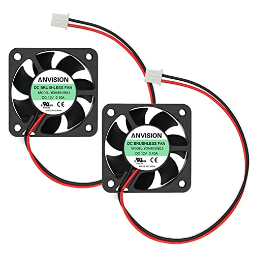 ANVISION 2-Pack 40mm x 10mm DC 12V Brushless Cooling Fan, Dual Ball Bearing, YDM4010B12 - Image 1