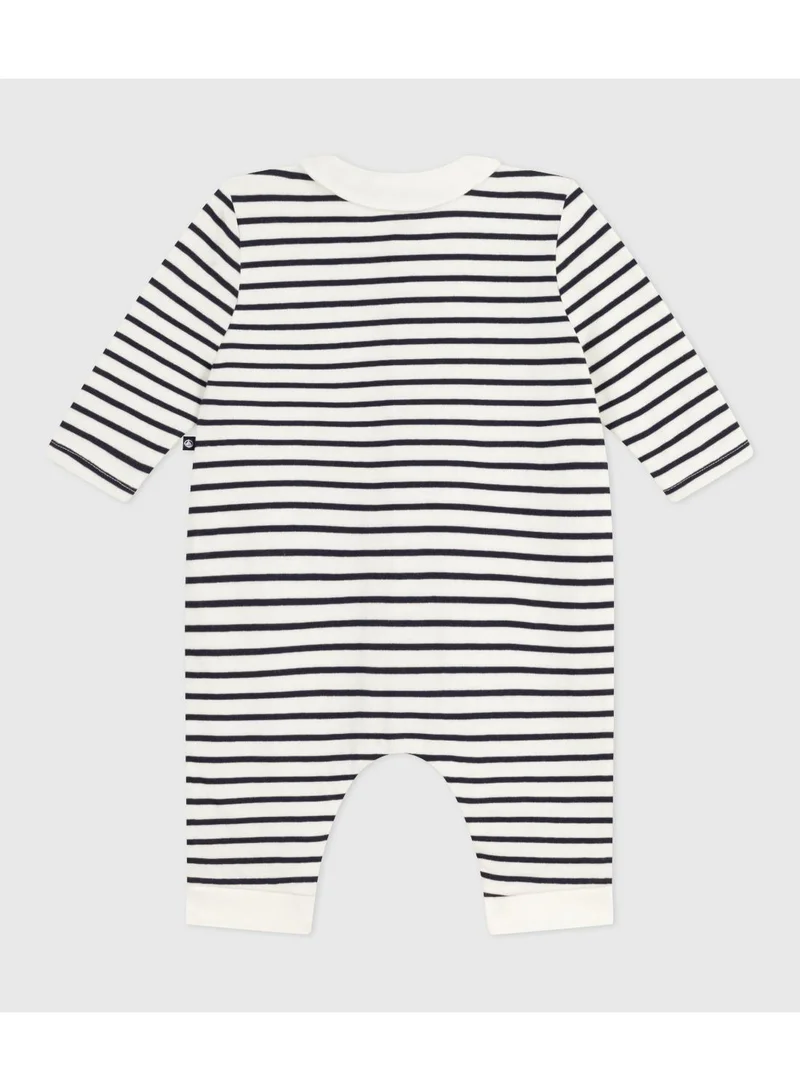 Petit Bateau Babies Breton stripe cotton playsuit with a collar