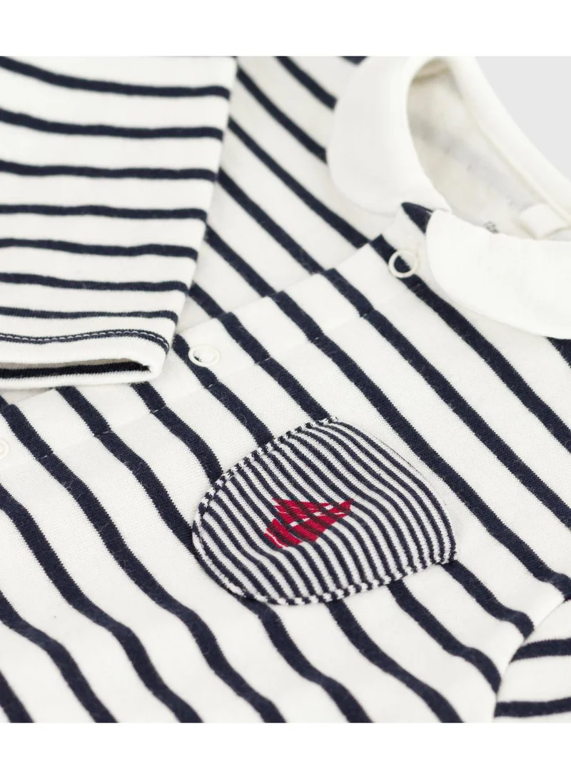 Petit Bateau Babies Breton stripe cotton playsuit with a collar