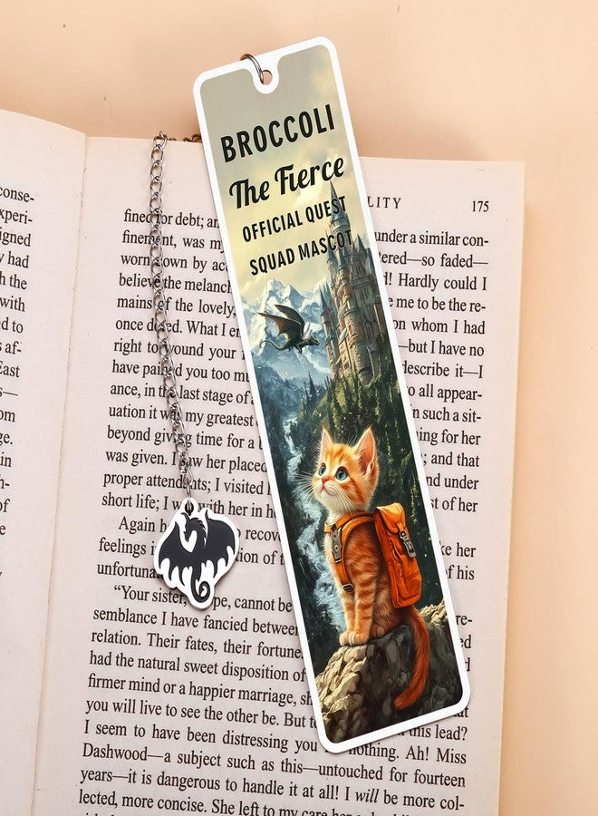 KINMES Onyx Storm Merch, Dark Romance Merch, Romance Fantasy Bookmark Gifts for Bookish, Book Lover, Nerd, Reader, Bookworm, Dragon Rider Gifts for Men Women, Cute Broccoli Cat Bookmark, Book Club Gift - Image 5
