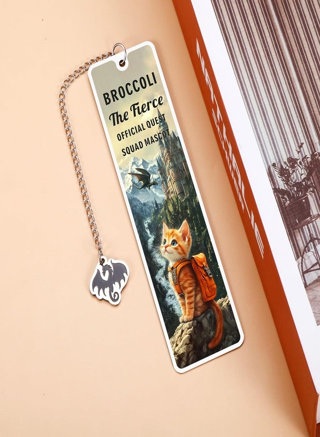 KINMES Onyx Storm Merch, Dark Romance Merch, Romance Fantasy Bookmark Gifts for Bookish, Book Lover, Nerd, Reader, Bookworm, Dragon Rider Gifts for Men Women, Cute Broccoli Cat Bookmark, Book Club Gift - Image 2